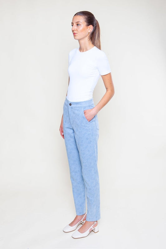 Gemusterte Jeans Hose Blau