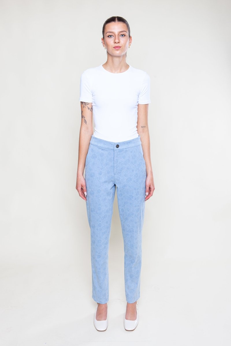Gemusterte Jeans Hose Blau