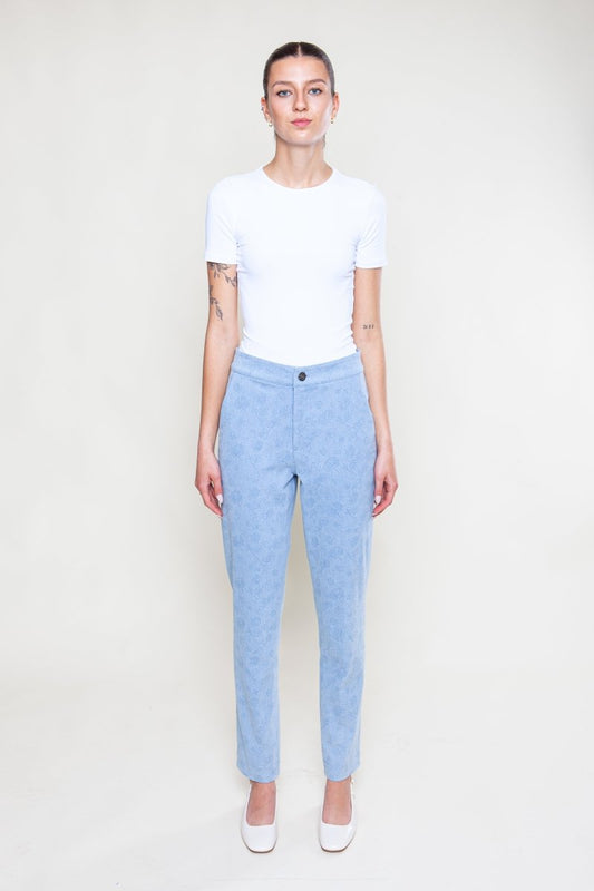 Gemusterte Jeans Hose Blau
