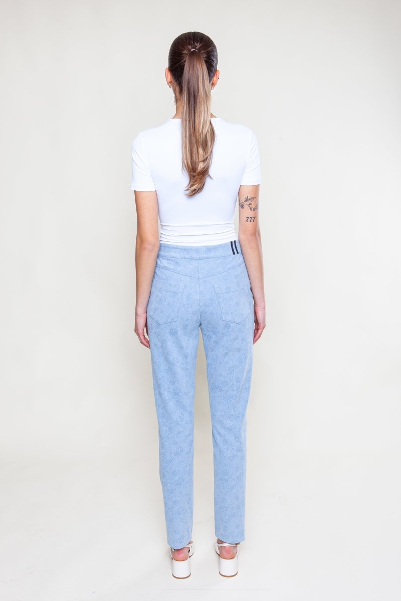 Gemusterte Jeans Hose Blau
