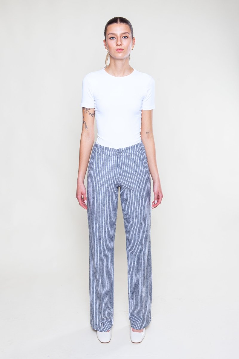 Gestreifte Hose Grau