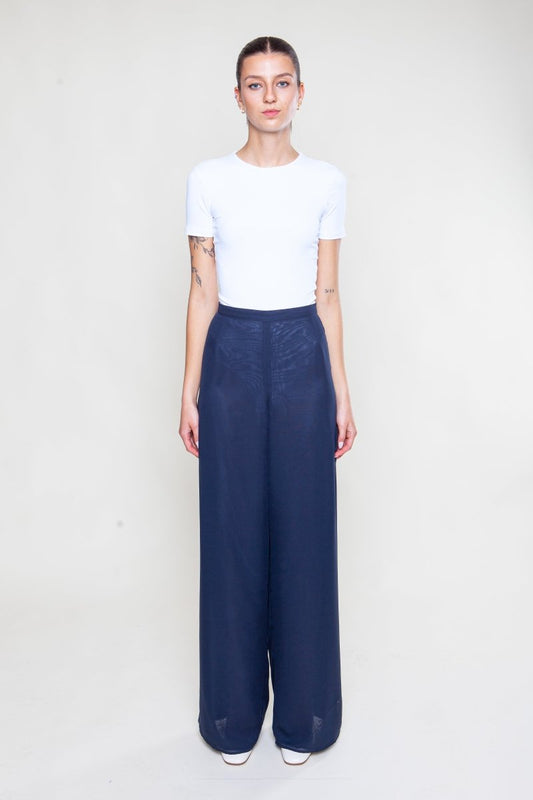 Elegante Chiffon Hose Dunkelblau