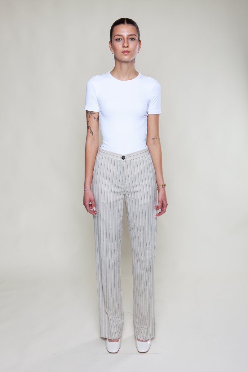 Gestreifte Hose Beige